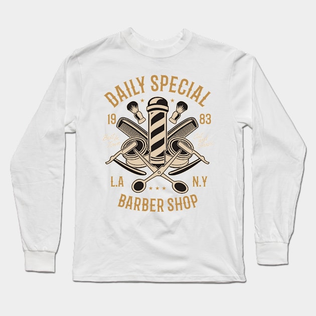 Barber Shop Long Sleeve T-Shirt by lionkingdesign